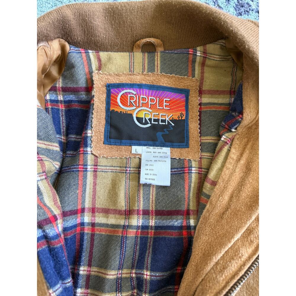 Cripple Creek Leather Western Chore Style Bomber Jacket Quilted Inside HEAVY - Picture 7 of 7